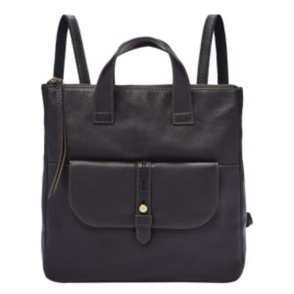 Fossil Hunter Backpack in Black Leather